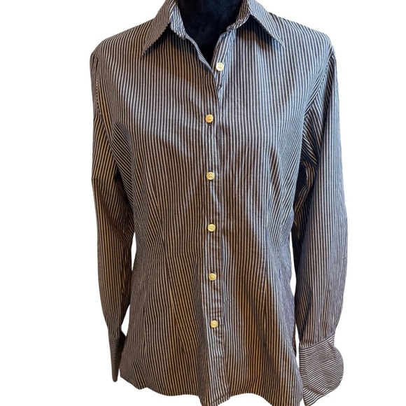 Geoffrey Beene Black Casual Button Down Pinstriped Shirt - Picture 1 of 6